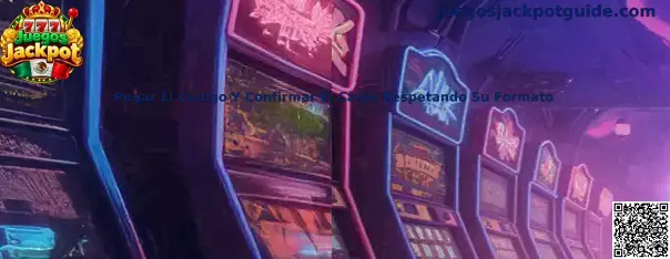 Proceso para pegar código y confirmar canje en Juegos Jackpot